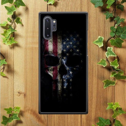 The Punisher American Flag Samsung Galaxy Note 10 Plus Case-Rubber / Black (2D Case)-Xtracase
