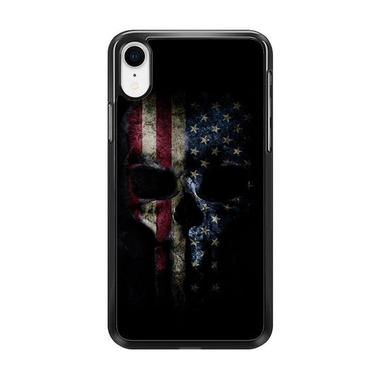 The Punisher American Flag iPhone XR Case-Rubber / Black (2D Case)-Xtracase