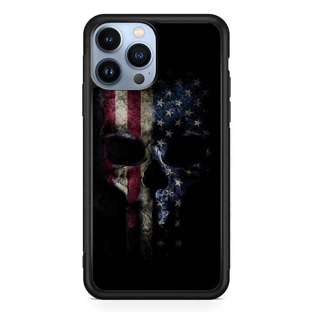 The Punisher American Flag iPhone 13 Pro Case-Rubber / Black (2D Case)-Xtracase