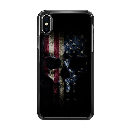 The Punisher American Flag iPhone X Case-Rubber / Black (2D Case)-Xtracase