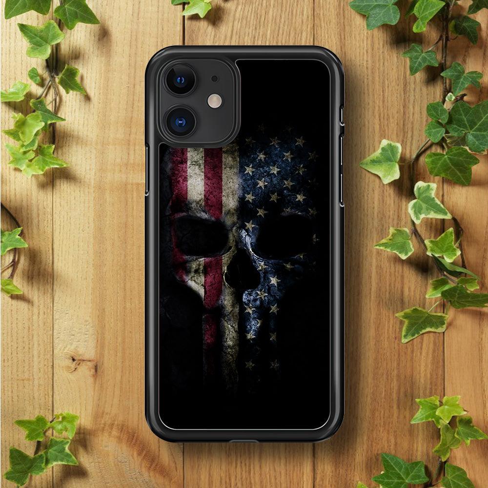 The Punisher American Flag iPhone 11 Case-Rubber / Black (2D Case)-Xtracase