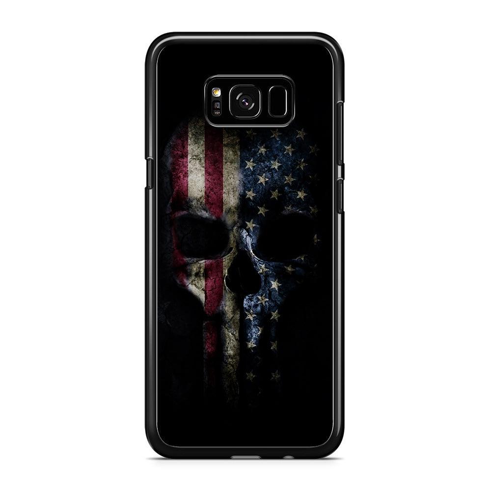 The Punisher American Flag Samsung Galaxy S8 Case-Rubber / Black (2D Case)-Xtracase