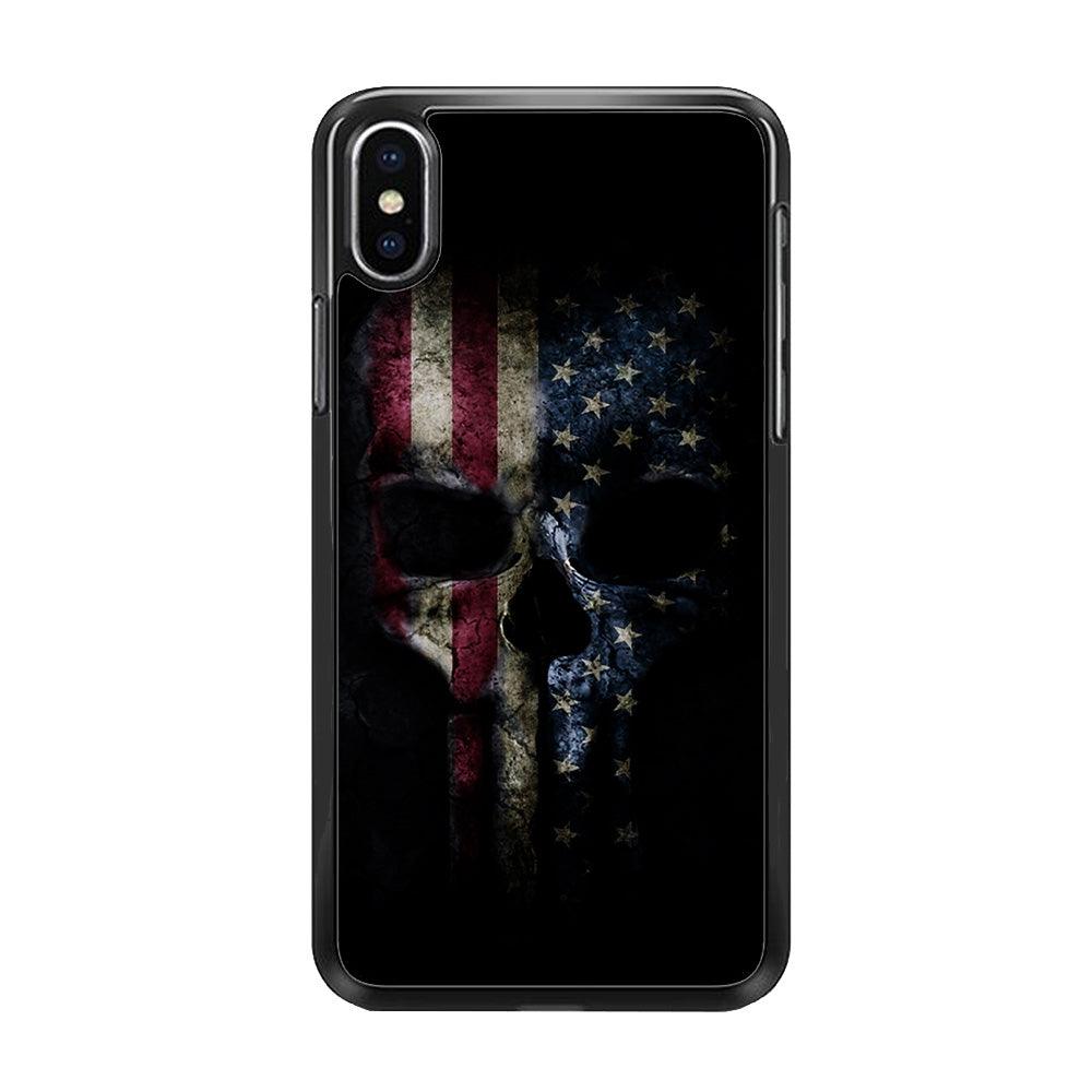 The Punisher American Flag iPhone Xs Case-Rubber / Black (2D Case)-Xtracase