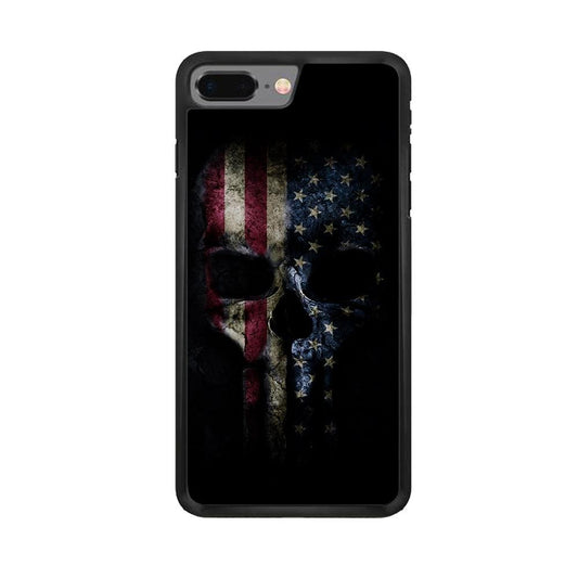 The Punisher American Flag iPhone 8 Plus Case-Rubber / Black (2D Case)-Xtracase