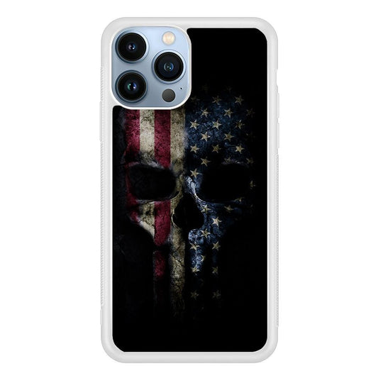 The Punisher American Flag iPhone 13 Pro Case-Rubber / White (2D Case)-Xtracase