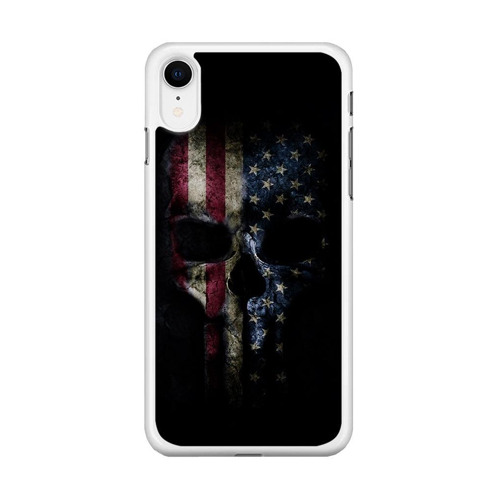 The Punisher American Flag iPhone XR Case-Rubber / White (2D Case)-Xtracase