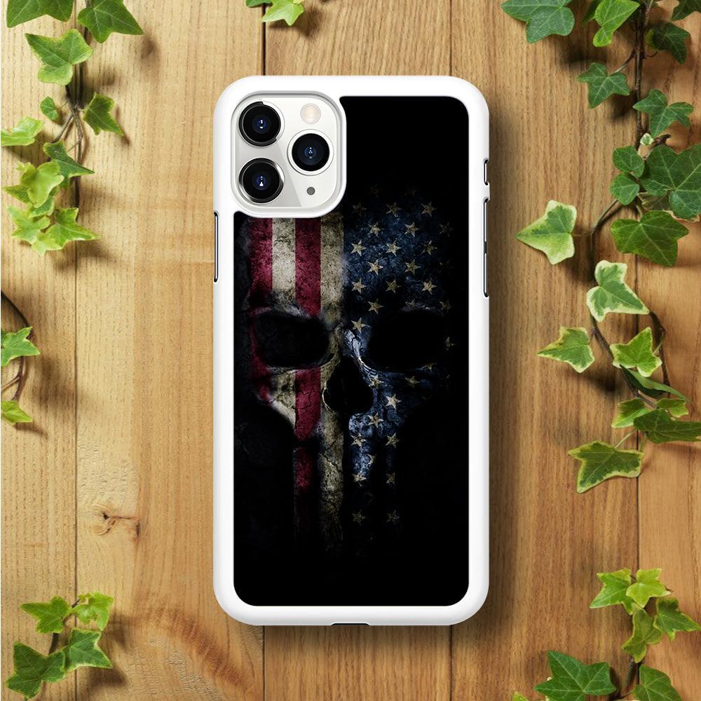 The Punisher American Flag iPhone 11 Pro Case-Rubber / White (2D Case)-Xtracase