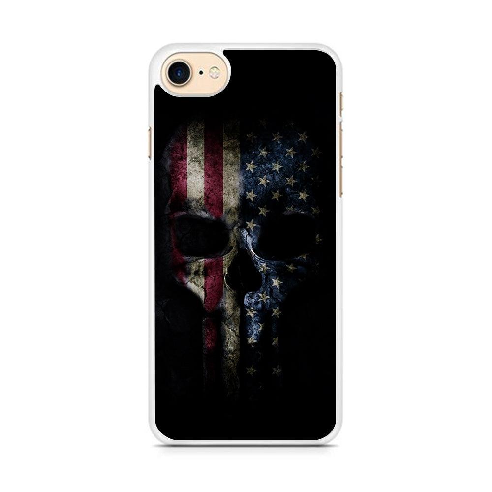 The Punisher American Flag iPhone 8 Case-Rubber / White (2D Case)-Xtracase
