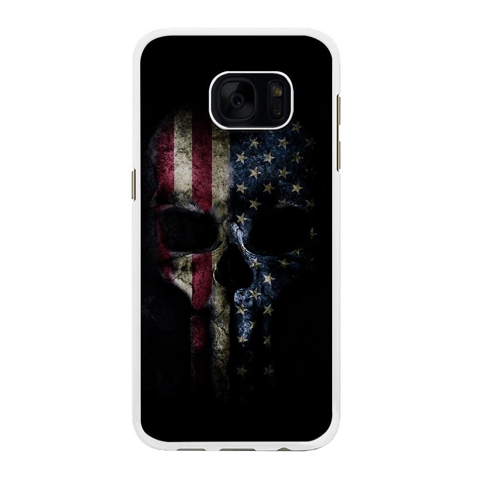 The Punisher American Flag Samsung Galaxy S7 Case-Rubber / White (2D Case)-Xtracase