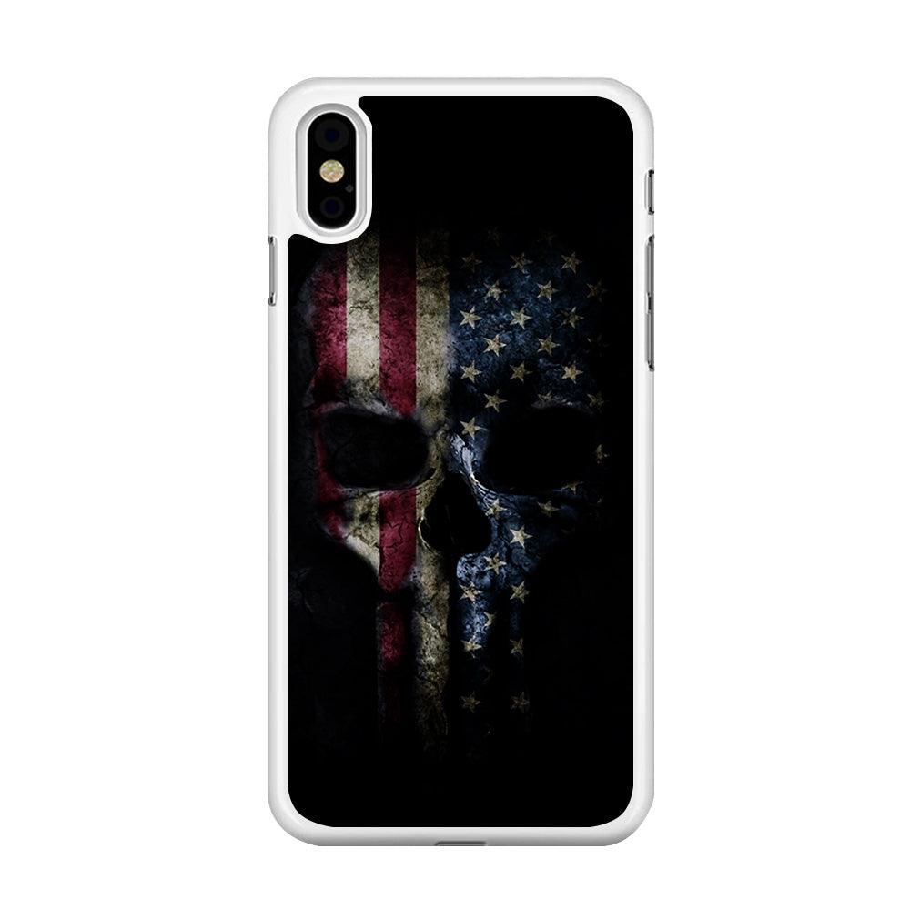 The Punisher American Flag iPhone Xs Case-Rubber / White (2D Case)-Xtracase