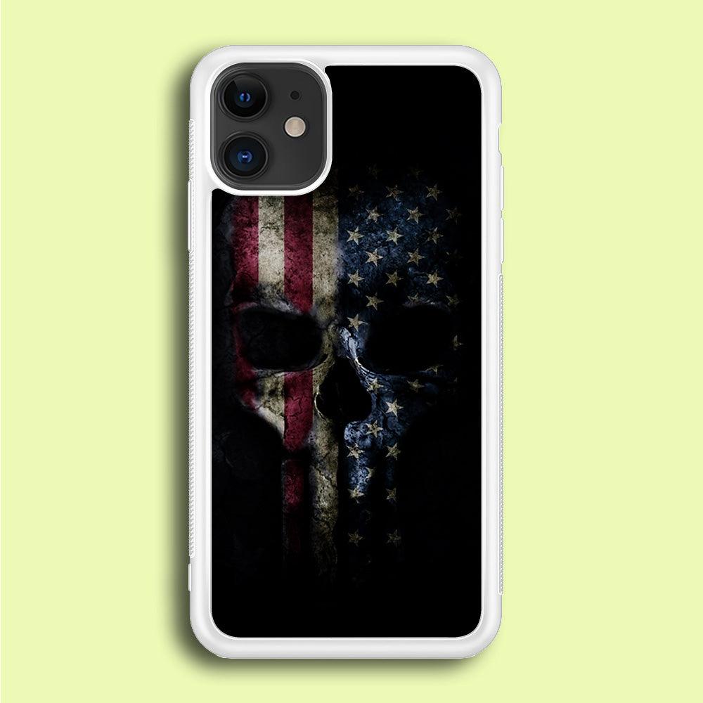 The Punisher American Flag iPhone 12 Case-Rubber / White (2D Case)-Xtracase
