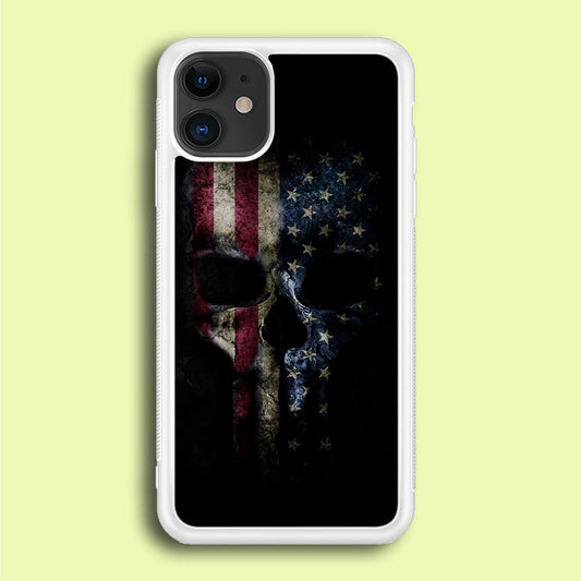 The Punisher American Flag iPhone 12 Case-Rubber / White (2D Case)-Xtracase