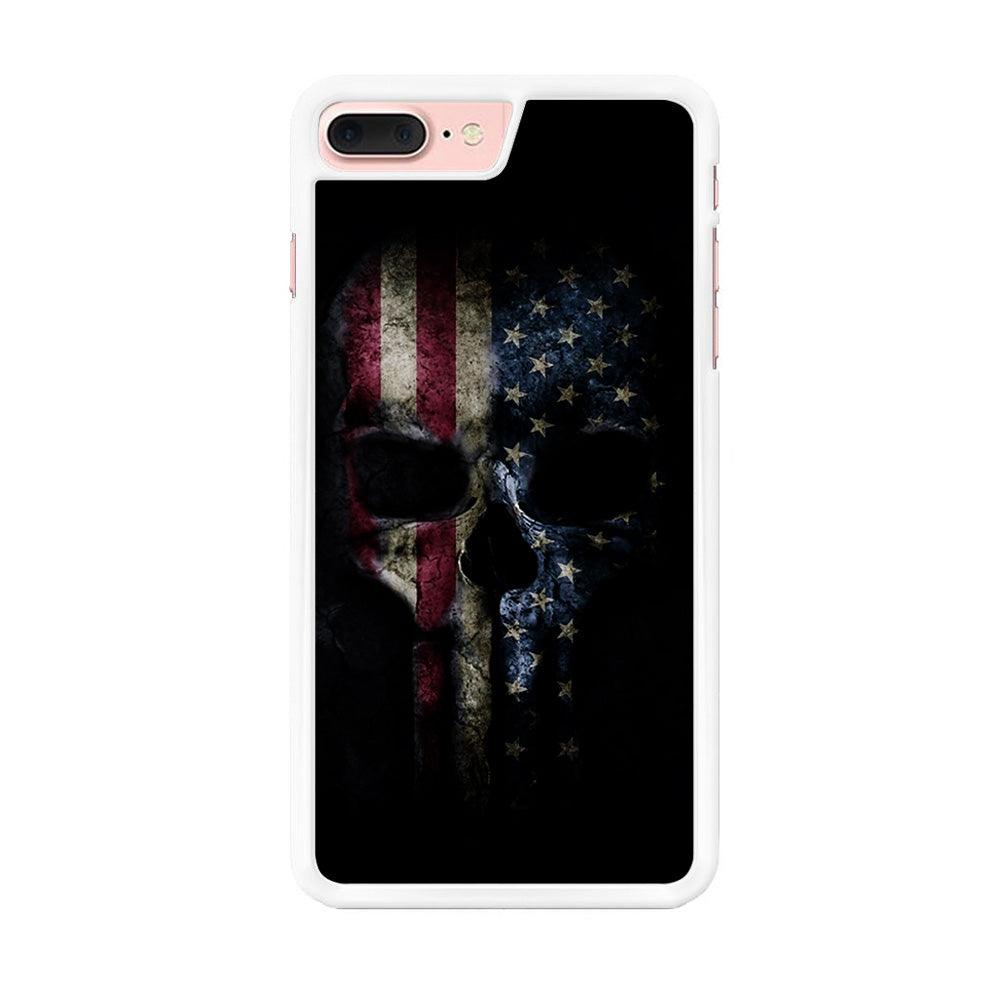 The Punisher American Flag iPhone 7 Plus Case-Rubber / White (2D Case)-Xtracase