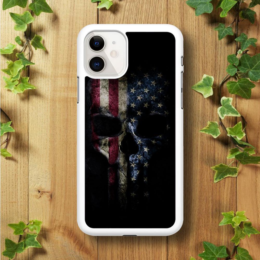The Punisher American Flag iPhone 11 Case-Rubber / White (2D Case)-Xtracase