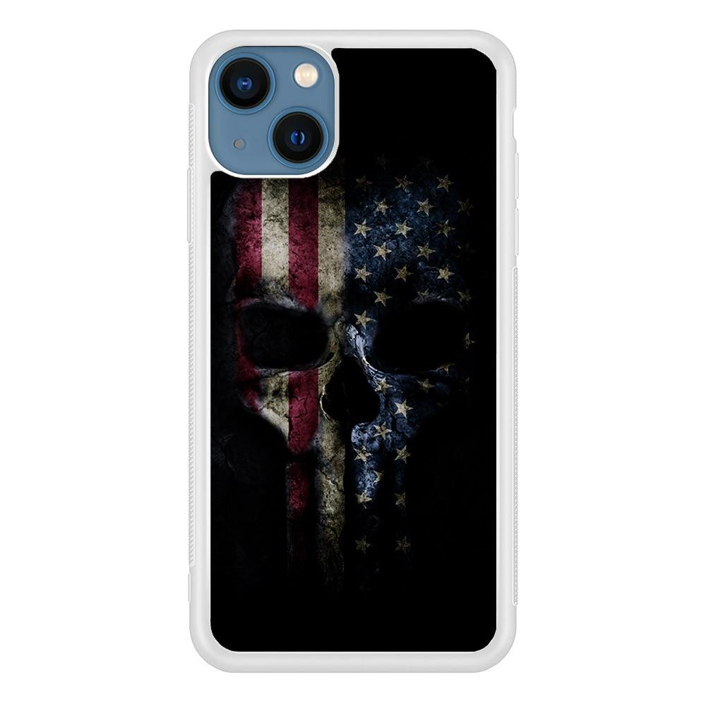 The Punisher American Flag iPhone 13 Mini Case-Rubber / White (2D Case)-Xtracase