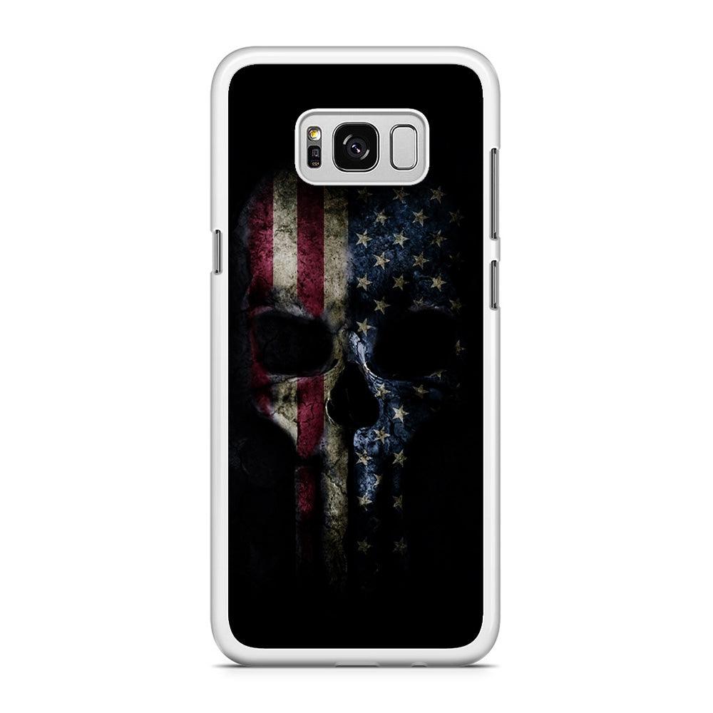 The Punisher American Flag Samsung Galaxy S8 Case-Rubber / White (2D Case)-Xtracase