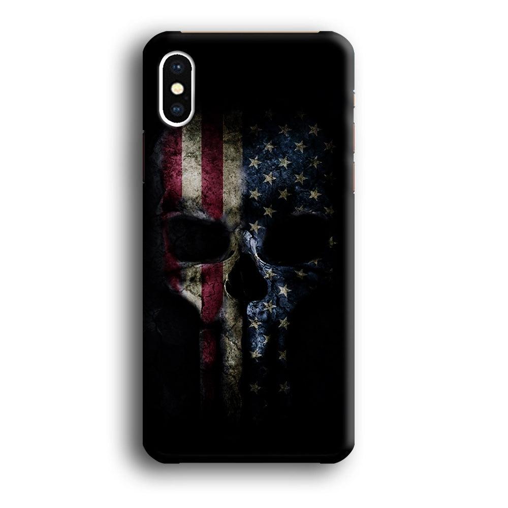 The Punisher American Flag iPhone Xs Case-Plastic / Full Wrap (3D Case)-Xtracase