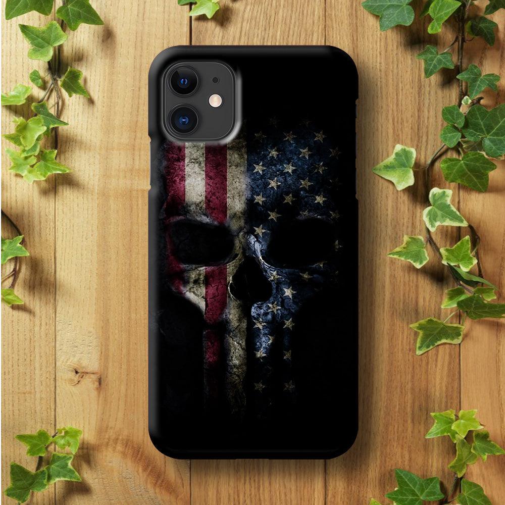 The Punisher American Flag iPhone 11 Case-Plastic / Full Wrap (3D Case)-Xtracase