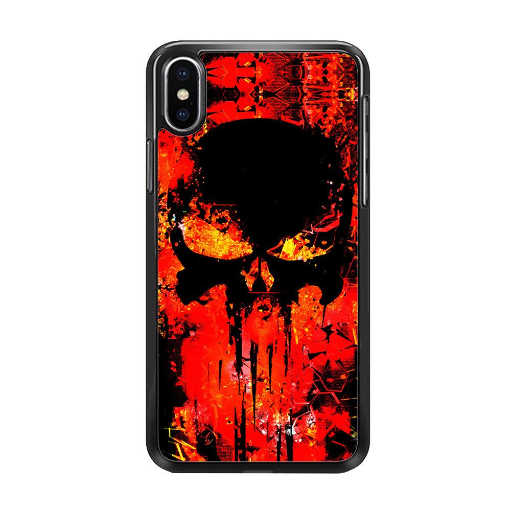 The Punisher Orange Background iPhone Xs Case-Rubber / Black (2D Case)-Xtracase