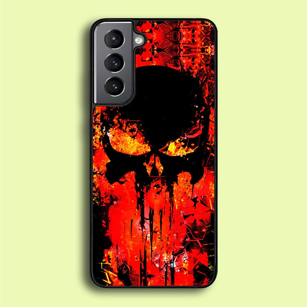 The Punisher Orange Background Samsung Galaxy S21 Case-Rubber / Black (2D Case)-Xtracase