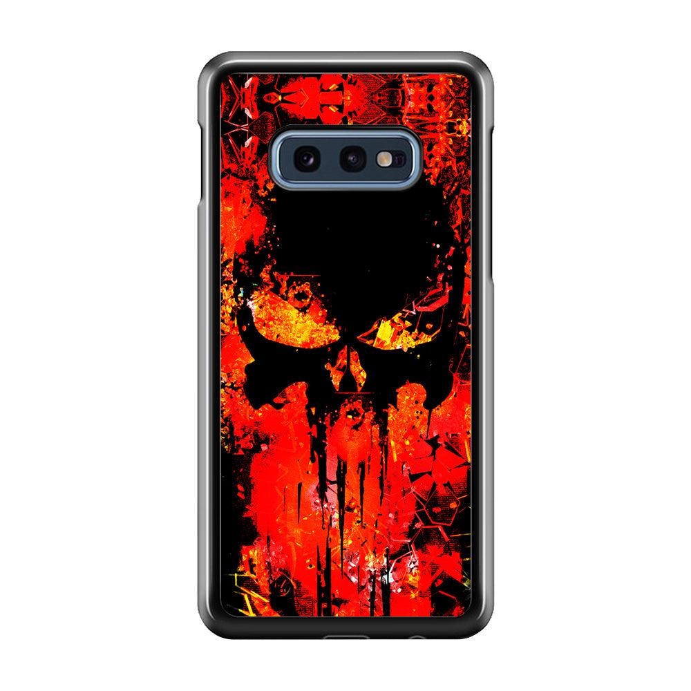 The Punisher Orange Background Samsung Galaxy S10E Case-Rubber / White (2D Case)-Xtracase