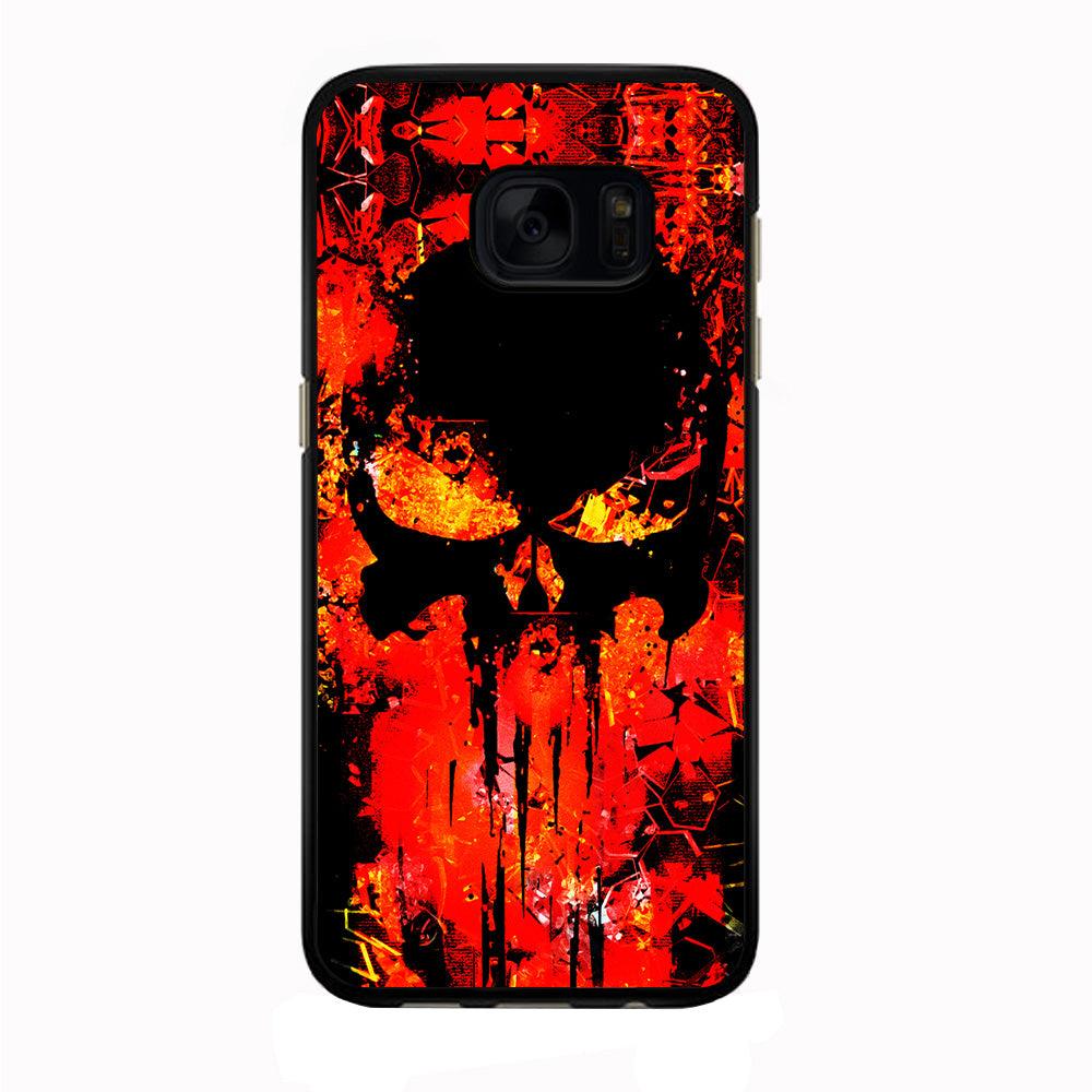 The Punisher Orange Background Smsung Galaxy S7 Edge Case-Rubber / Black (2D Case)-Xtracase