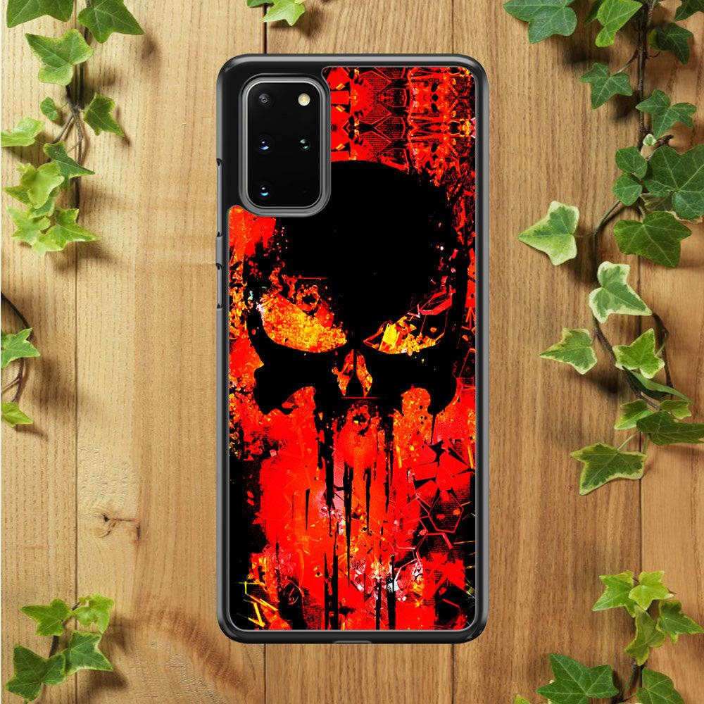 The Punisher Orange Background Samsung Galaxy S20 Plus Case-Rubber / Black (2D Case)-Xtracase