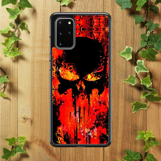 The Punisher Orange Background Samsung Galaxy S20 Plus Case-Rubber / Black (2D Case)-Xtracase