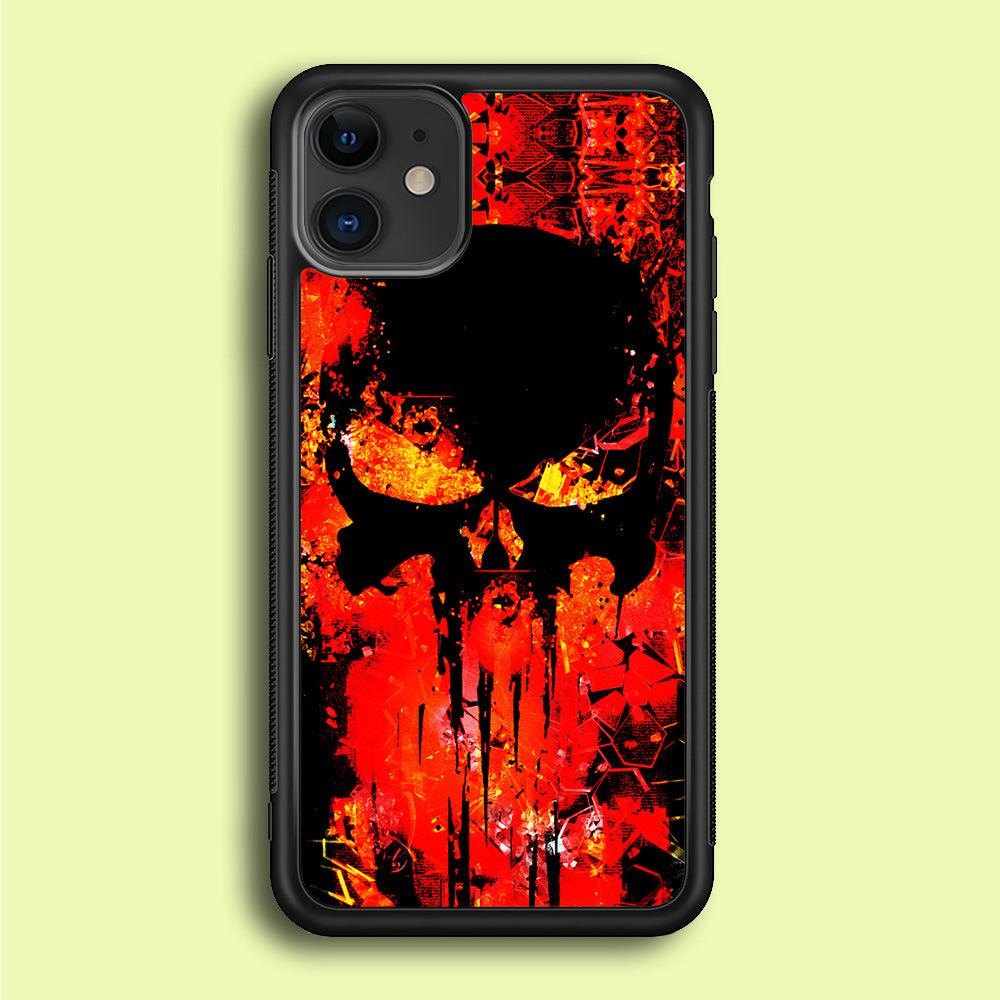 The Punisher Orange Background iPhone 12 Case-Rubber / Black (2D Case)-Xtracase