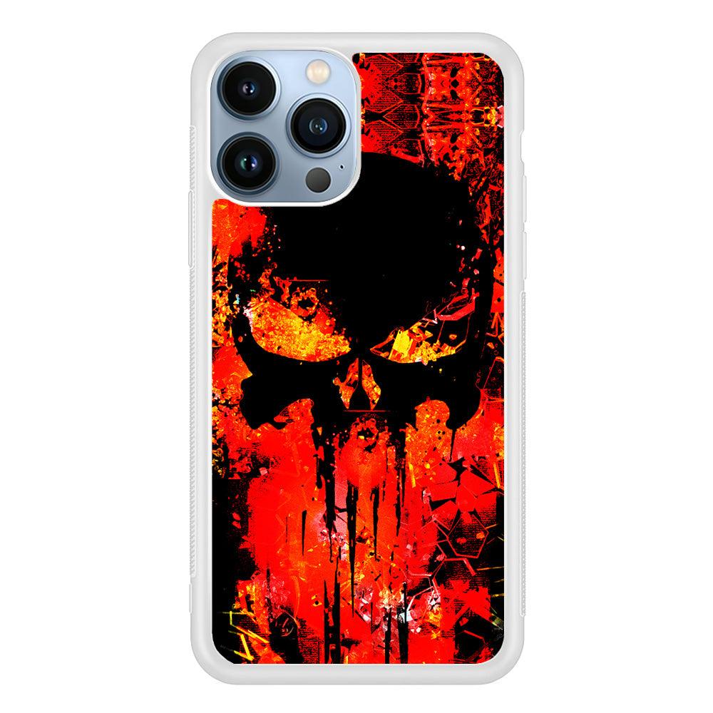 The Punisher Orange Background iPhone 13 Pro Case-Rubber / White (2D Case)-Xtracase
