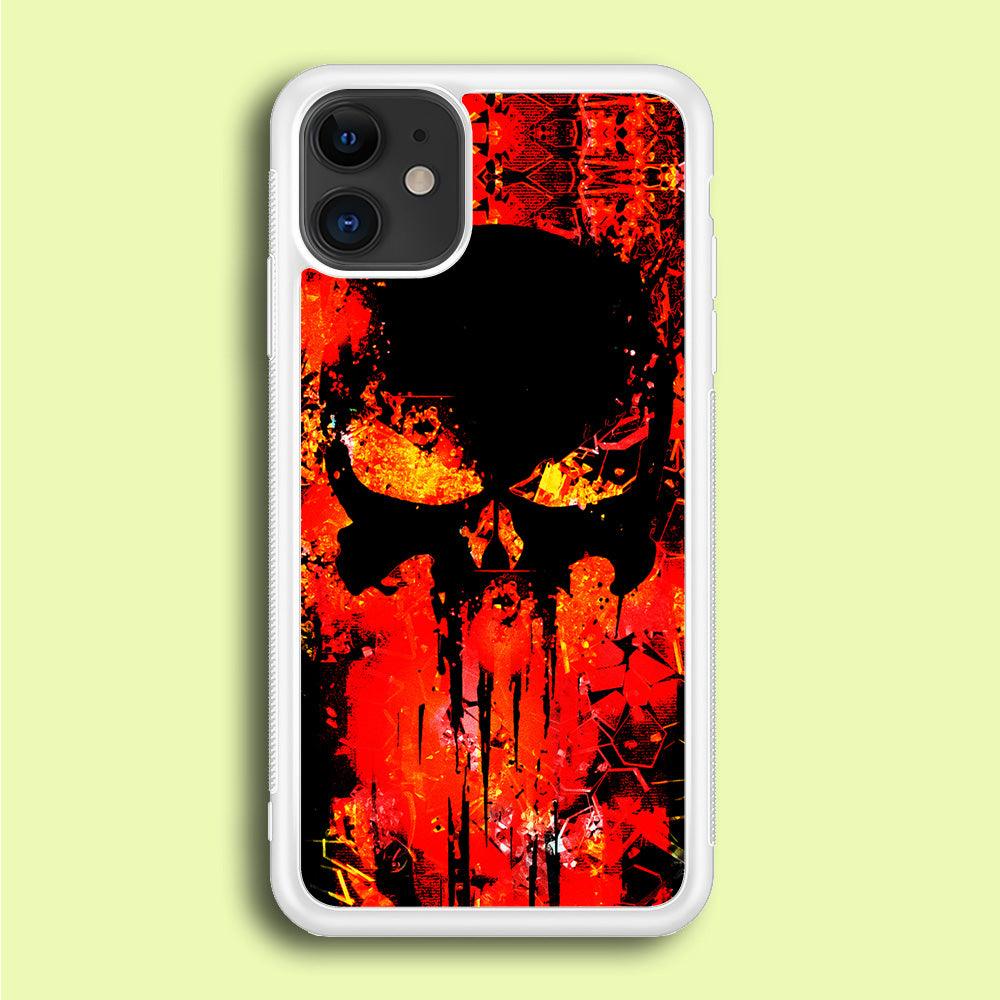 The Punisher Orange Background iPhone 12 Case-Rubber / White (2D Case)-Xtracase