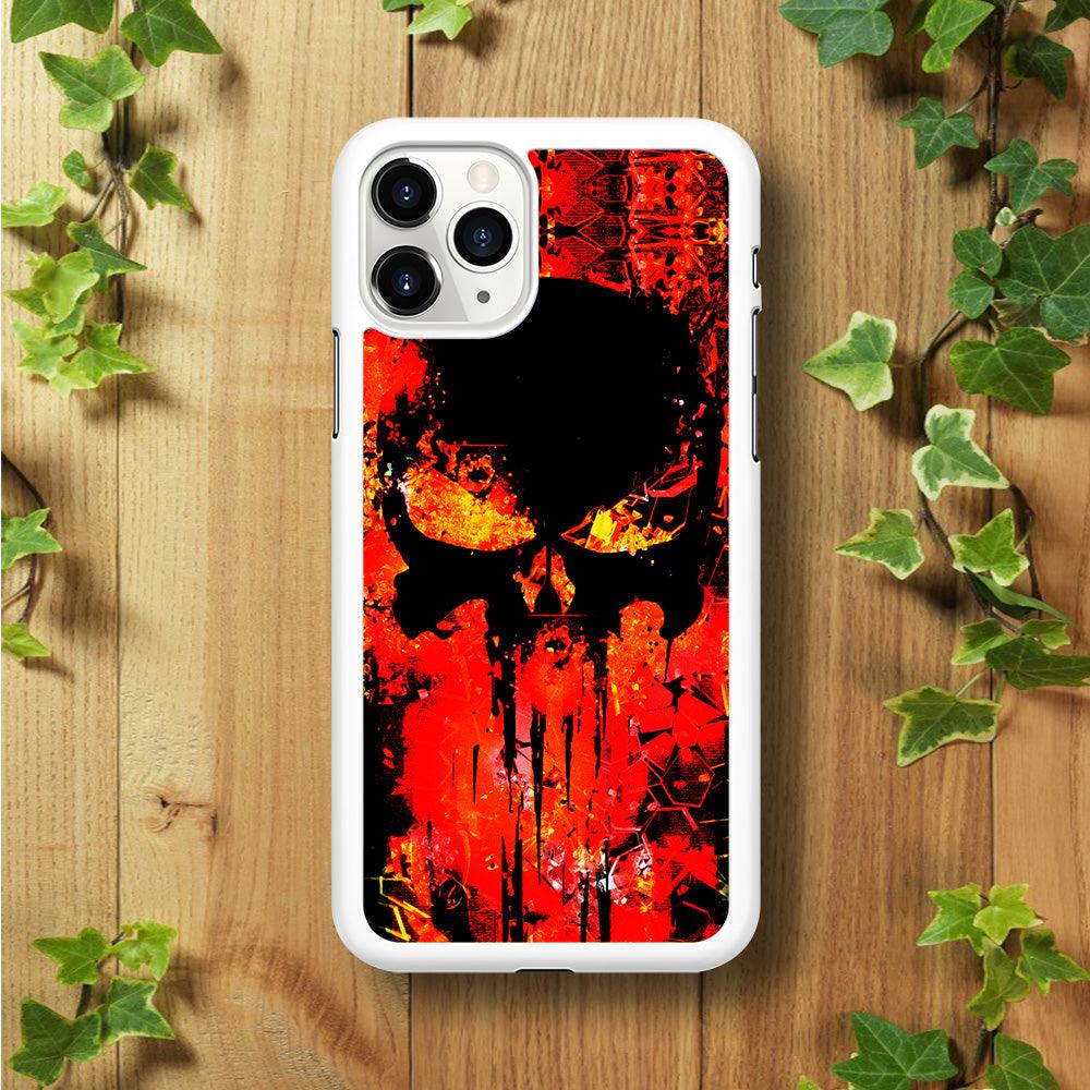 The Punisher Orange Background iPhone 11 Pro Max Case-Rubber / White (2D Case)-Xtracase