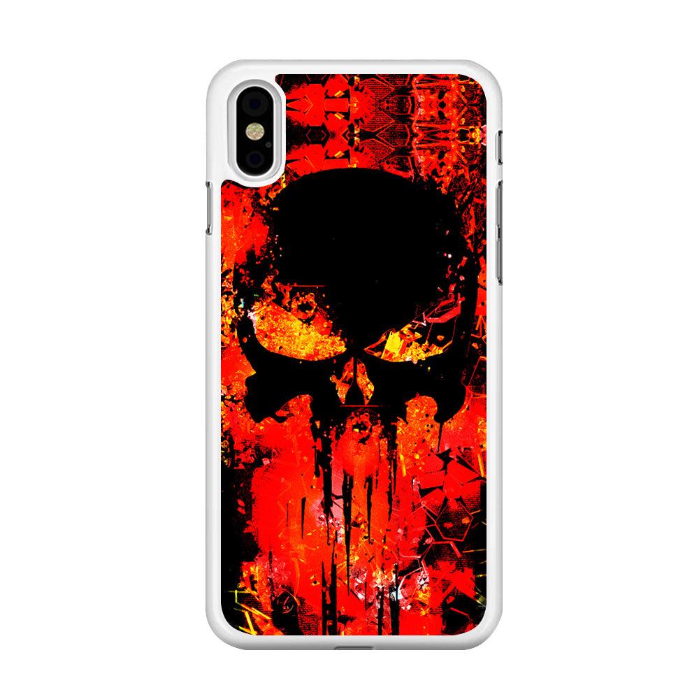 The Punisher Orange Background iPhone Xs Case-Rubber / White (2D Case)-Xtracase