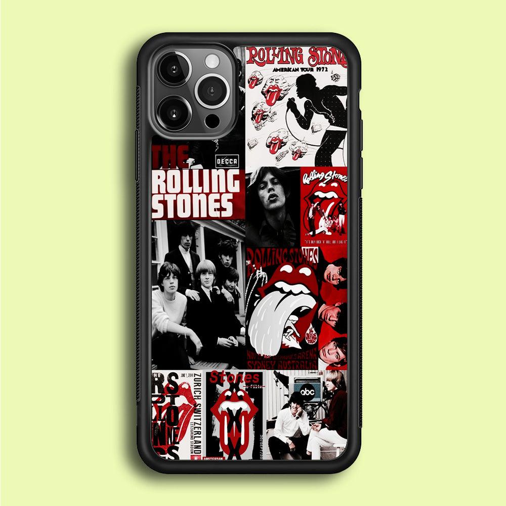 The Rolling Stones Collage iPhone 12 Pro Max Case-Rubber / Black (2D Case)-Xtracase