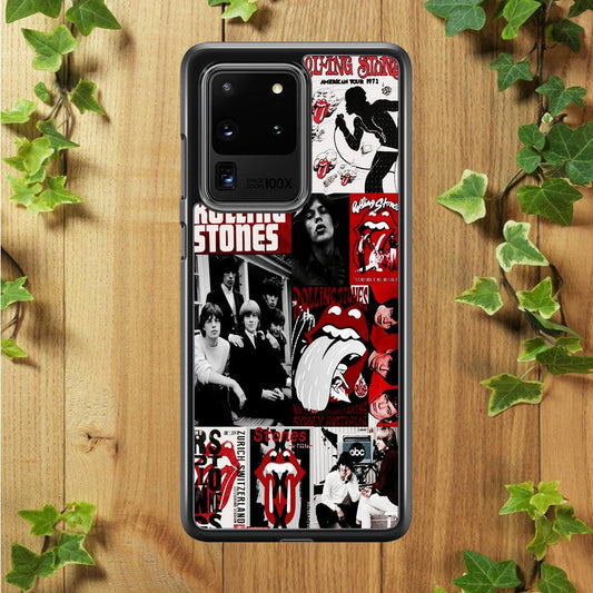 The Rolling Stones Collage Samsung Galaxy S20 Ultra Case-Rubber / Black (2D Case)-Xtracase