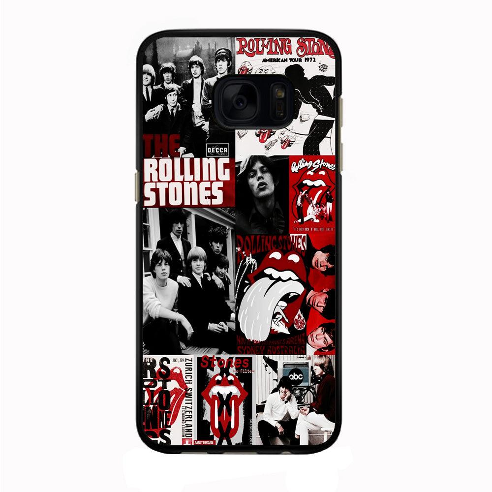 The Rolling Stones Collage Samsung Galaxy S7 Case-Rubber / Black (2D Case)-Xtracase