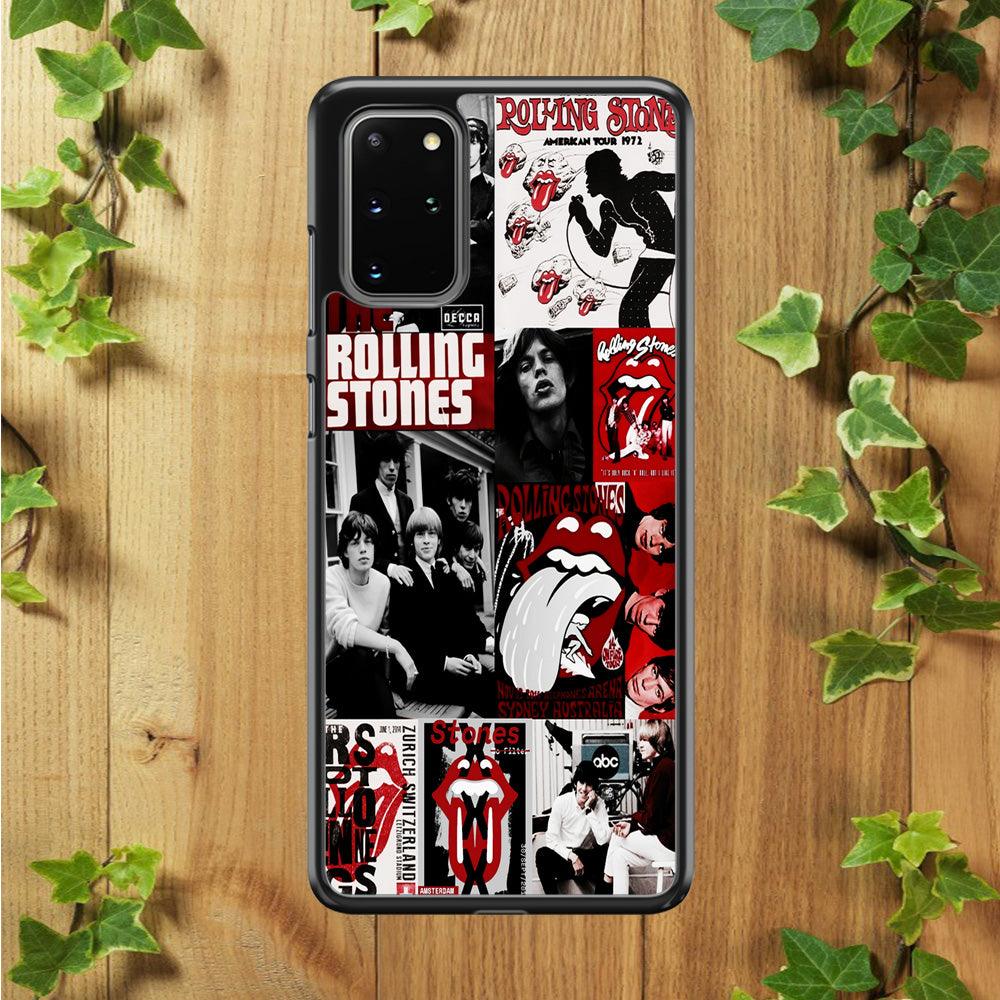 The Rolling Stones Collage Samsung Galaxy S20 Plus Case-Rubber / White (2D Case)-Xtracase