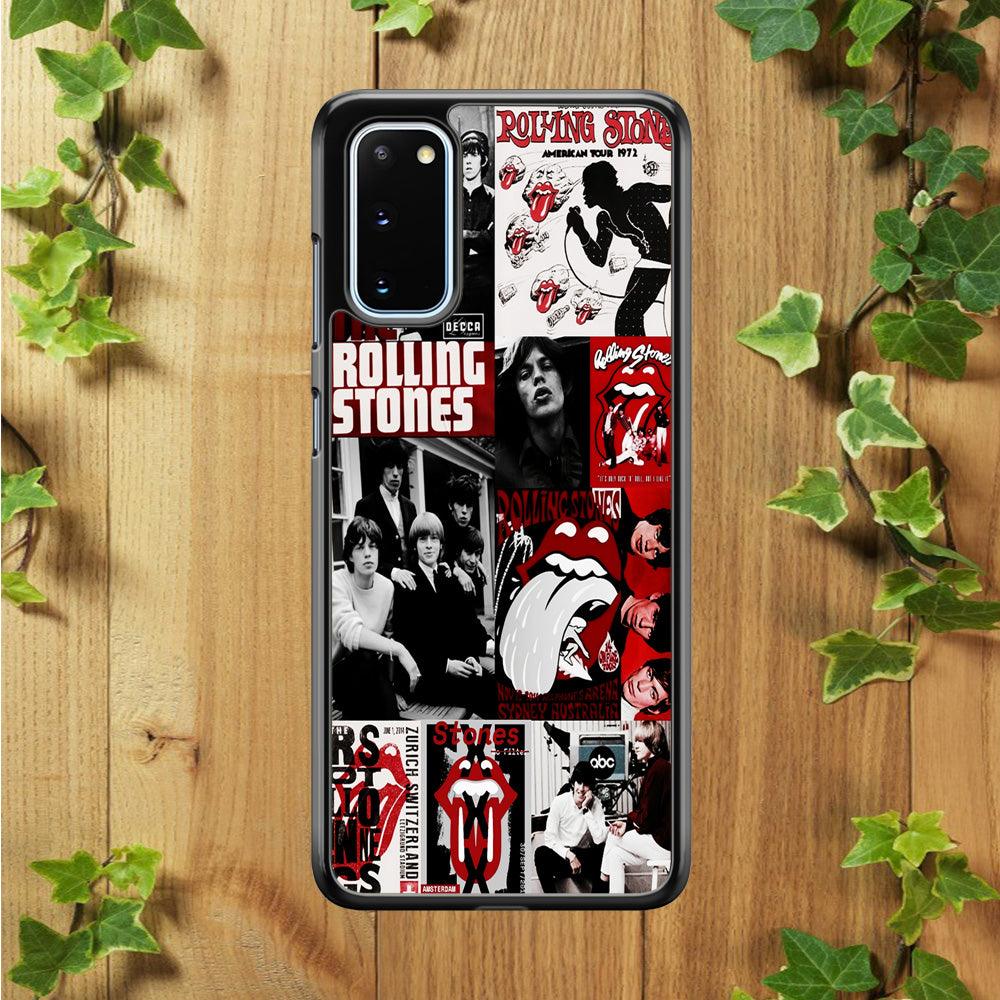 The Rolling Stones Collage Samsung Galaxy S20 Case-Rubber / White (2D Case)-Xtracase