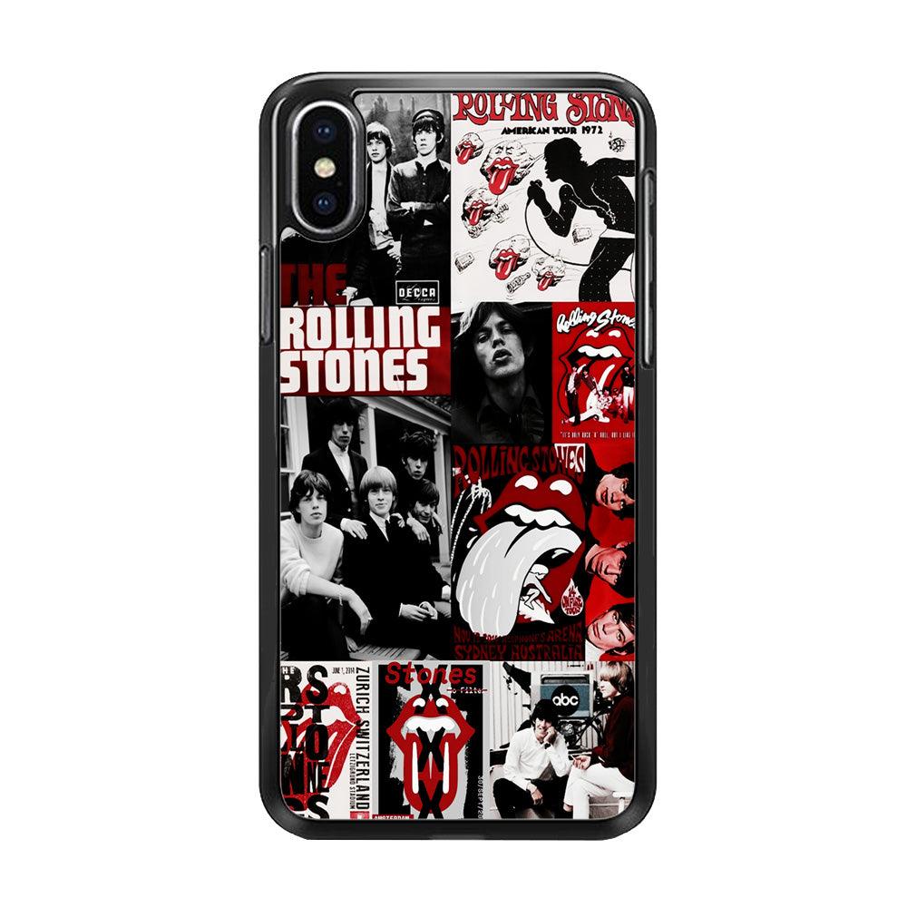 The Rolling Stones Collage iPhone X Case-Rubber / Black (2D Case)-Xtracase