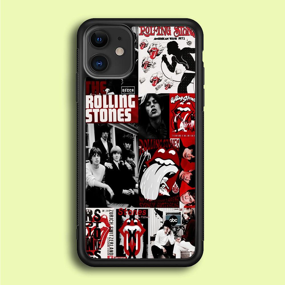 The Rolling Stones Collage iPhone 12 Case-Rubber / Black (2D Case)-Xtracase