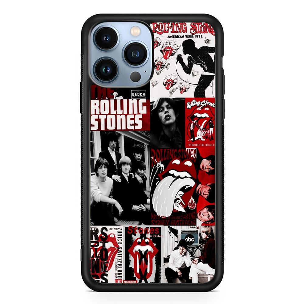 The Rolling Stones Collage iPhone 13 Pro Max Case-Rubber / Black (2D Case)-Xtracase