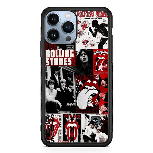 The Rolling Stones Collage iPhone 13 Pro Max Case-Rubber / Black (2D Case)-Xtracase