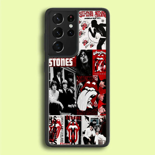 The Rolling Stones Collage Samsung Galaxy S25 Ultra Case-Rubber / Black (2D Case)-Xtracase