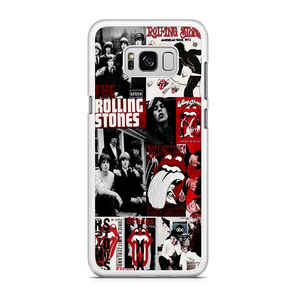 The Rolling Stones Collage Samsung Galaxy S8 Case-Rubber / White (2D Case)-Xtracase
