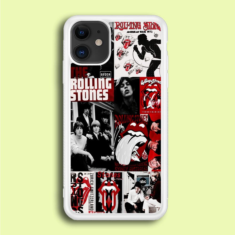 The Rolling Stones Collage iPhone 12 Case-Rubber / White (2D Case)-Xtracase