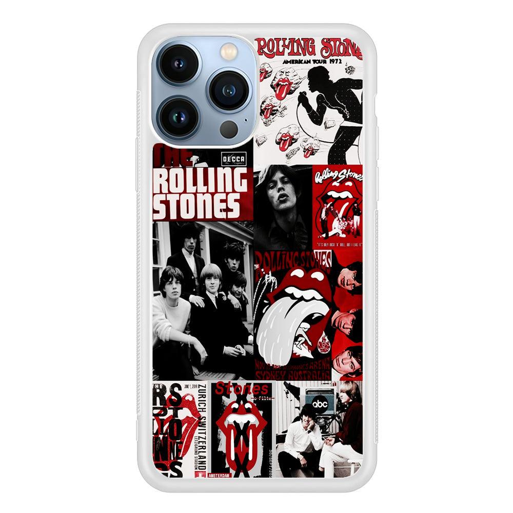 The Rolling Stones Collage iPhone 13 Pro Max Case-Rubber / White (2D Case)-Xtracase
