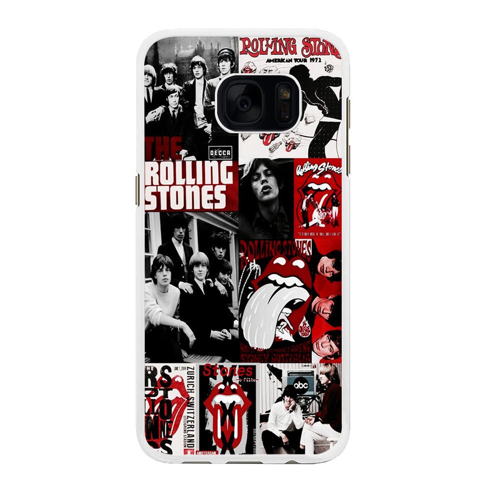 The Rolling Stones Collage Samsung Galaxy S7 Case-Rubber / White (2D Case)-Xtracase