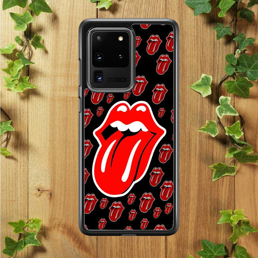 The Rolling Stones Logo Samsung Galaxy S20 Ultra Case-Rubber / Black (2D Case)-Xtracase