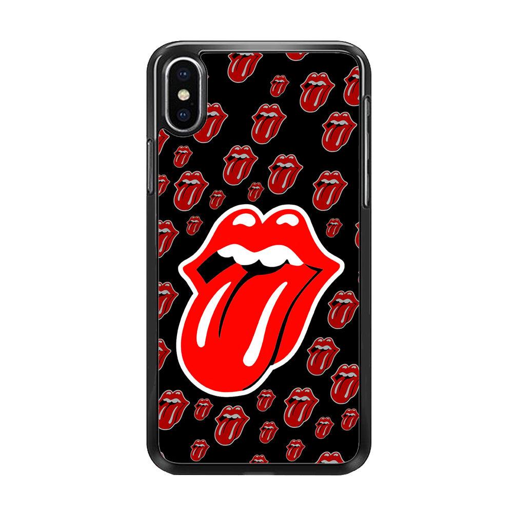 The Rolling Stones Logo iPhone Xs Case-Rubber / Black (2D Case)-Xtracase