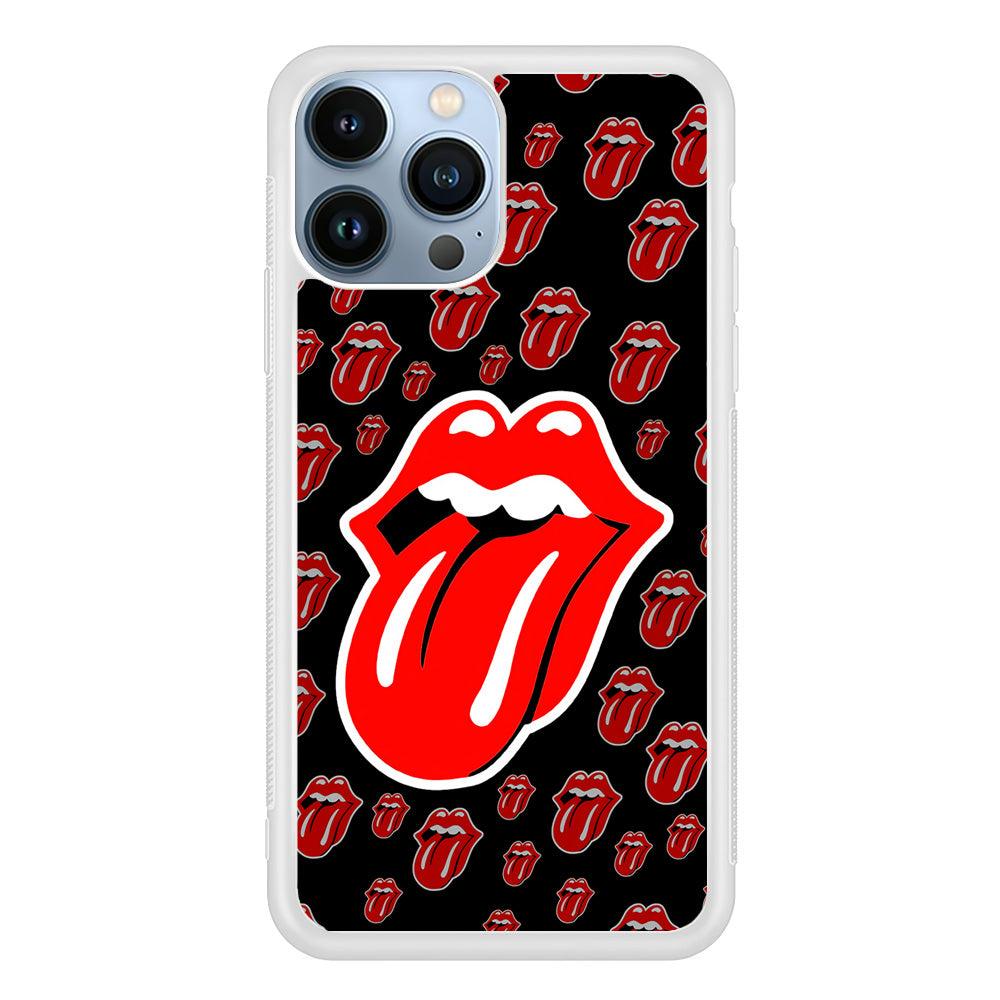 The Rolling Stones Logo iPhone 13 Pro Max Case-Rubber / White (2D Case)-Xtracase